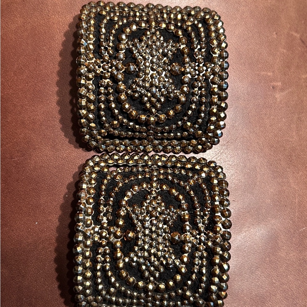 Flapper Era Vintage Embellished Beaded Square Clip-On Shoe Enhancers